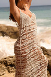 Sexy Solid Color Hollow Out See-Through Swimwears Cover Up