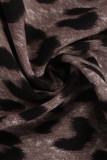 Street Leopard Patchwork Contrast V Neck A Line Dresses
