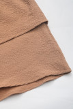 Casual Solid Color Draw String Texture Flounce Loose High Waist Solid Color Bottoms