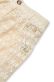 Casual Solid Color Lace See-Through Loose High Waist Wide Leg Solid Color Bottoms