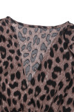 Street Leopard Patchwork Contrast V Neck A Line Dresses
