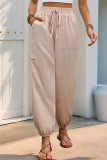 Casual Solid Color Pocket Lace Up High Waist Pencil Solid Color Bottoms