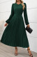 Elegant Solid Color With Belt Pleated O Neck Pleated Dresses