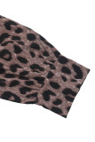 Street Leopard Patchwork Contrast V Neck A Line Dresses
