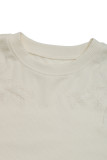 Casual Solid Color Hollow Out Potholes O Neck Tops
