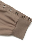 Casual Daily Solid Color Buttons O Neck Long Sleeve Two Pieces