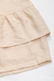 Casual Solid Color Texture Flounce High Waist Type A Solid Color Bottoms