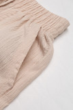 Casual Solid Color Pocket Lace Up High Waist Pencil Solid Color Bottoms