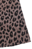 Street Leopard Patchwork Contrast V Neck A Line Dresses