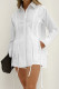 Casual Solid Color Draw String Buttons Cardigan Turndown Collar Long Sleeve Two Pieces