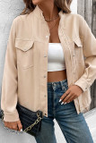 Daily Solid Color Zipper Mandarin Collar Outerwear