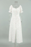 Sexy Flowers Buttons Off Shoulder A Line Dresses