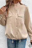 Daily Solid Color Zipper Mandarin Collar Outerwear