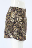Sexy Leopard Zipper Regular High Waist Full Print Bottoms