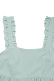 Casual Solid Color Pocket Bow Decor Square Neck Loose Rompers