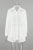 Casual Solid Color Draw String Buttons Cardigan Turndown Collar Long Sleeve Two Pieces