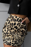 Sexy Leopard Zipper Regular High Waist Full Print Bottoms