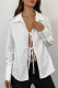 Sexy Solid Color Lace Up Turndown Collar Tops