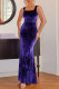 Sexy Solid Color Sequined Square Neck Fishtail Dresses