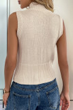 Casual Solid Color Zipper Mandarin Collar Tops