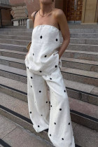 Sexy Polka Dot Zipper Off Shoulder Sleeveless Two Pieces