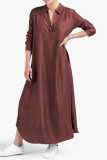 Casual Solid Color Buttons Patchwork Shirt Collar A Line Dresses