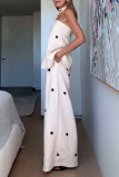 Sexy Polka Dot Zipper Off Shoulder Sleeveless Two Pieces