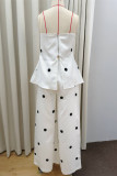 Sexy Polka Dot Zipper Off Shoulder Sleeveless Two Pieces