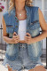 Casual Solid Color Distressed Zipper POLO collar Tops