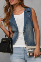 Casual Solid Color Distressed Turndown Collar Tops