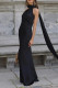 Sexy Solid Color Backless Halter Evening Dresses