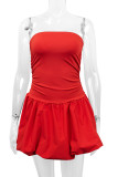 Sexy Solid Color Ruched Strapless Bud Dresses