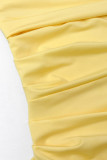 Sexy Solid Color Slit Flounce Strapless Evening Dresses