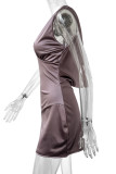 Sexy Solid Color Patchwork Backless V Neck Sleeveless Dresses