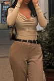 Sexy Street Solid Color U Neck Tops