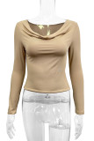 Sexy Street Solid Color U Neck Tops