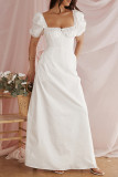 Sexy Solid Color Pocket Lace Up U Neck Long Dresses