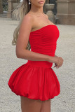 Sexy Solid Color Ruched Strapless Bud Dresses