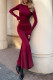 Elegant Solid Color Ruched O Neck Long Dresses