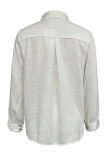 Casual Solid Color Hollow Out Turndown Collar Tops