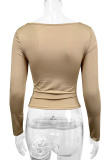 Sexy Street Solid Color U Neck Tops