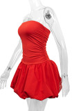 Sexy Solid Color Ruched Strapless Bud Dresses