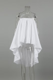 Sexy Solid Color Ruched Irregular Strapless Strapless Dresses