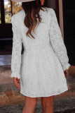 Casual Solid Color Hook Flower Buttons V Neck A Line Dresses