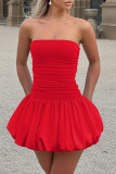 Sexy Solid Color Ruched Strapless Bud Dresses