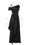 Sexy Solid Color Backless Off Shoulder Long Dresses