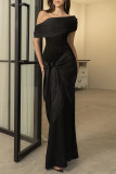 Sexy Solid Color Backless Off Shoulder Long Dresses