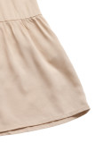 Casual Colorblock Lace Up Weave Flounce Square Neck A Line Dresses