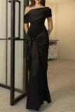 Sexy Solid Color Backless Off Shoulder Long Dresses