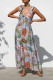 Vacation Geometric Print Flowers Contrast V Neck Long Dresses
